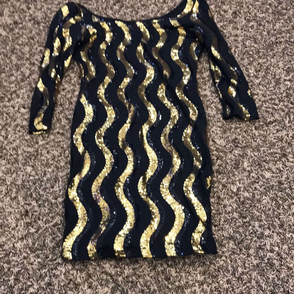Low back gold and black Sequence cocktail dress